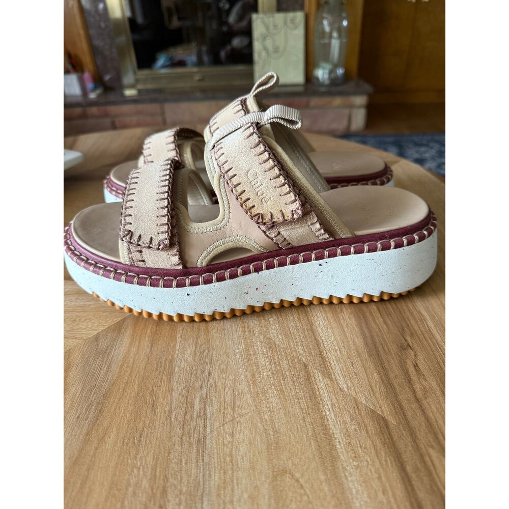 CHLOE Lilli Sporty Suede Platform Slide Sandals Sz. 40 - Picture 3 of 9